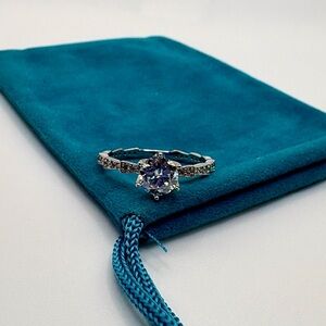 1ct Certified Moissanite Solitaire • 14K White Gold Plated • Size 8